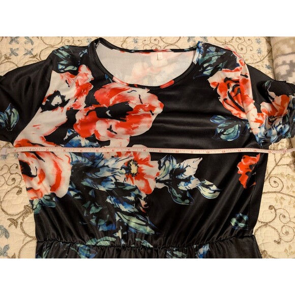 Women's Floral Maxi Long Dress Short Sleeve  Summer Casual Dress Size Small - Picture 8 of 12